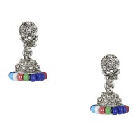 Lootkabazaar Oxidised Silver Multi Colour Jhumka Earrings For Womens (JEOJ91804)